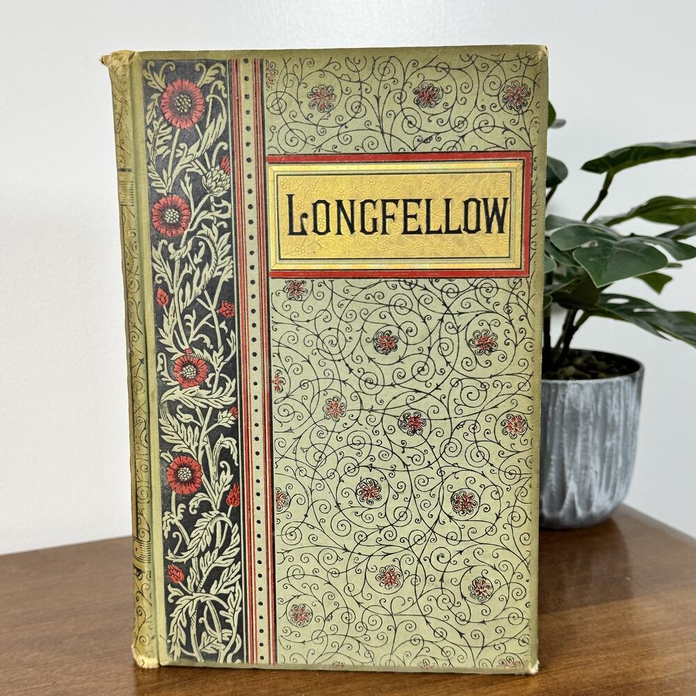 Antique Henry Wadsworth Longfellow Decorative Cloth Hardcover Victorian 1891